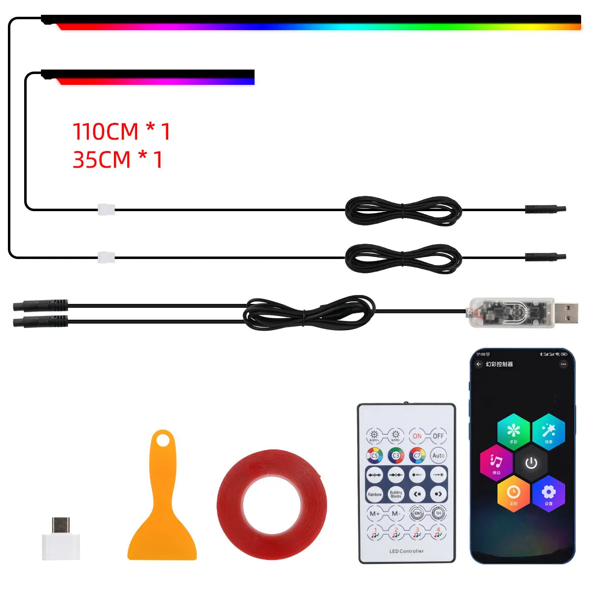 10-in-1 Car LED Interior Atmosphere Lights - App/Remote Control RGB Symphony