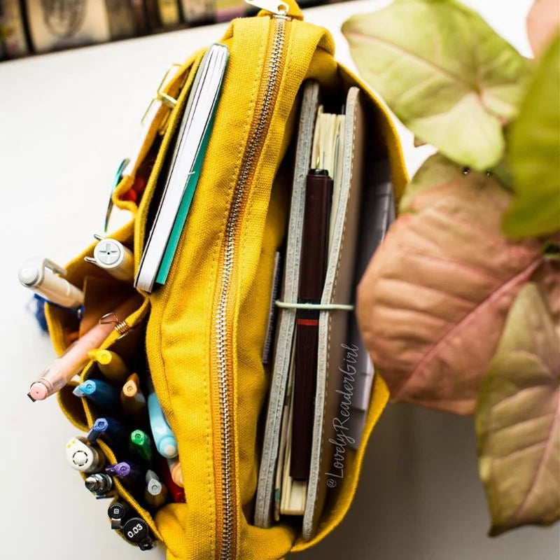 Large Capacity Canvas Pencil Case - Multi-Layer Storage for High School Students