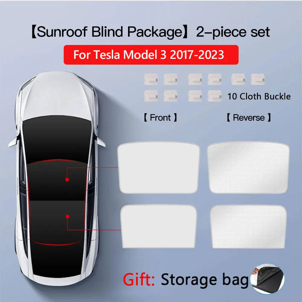 Tesla Model 3 Highland 2026 & Model Y Sunroof Sunshades | Ice Cloth Heat Blocker
