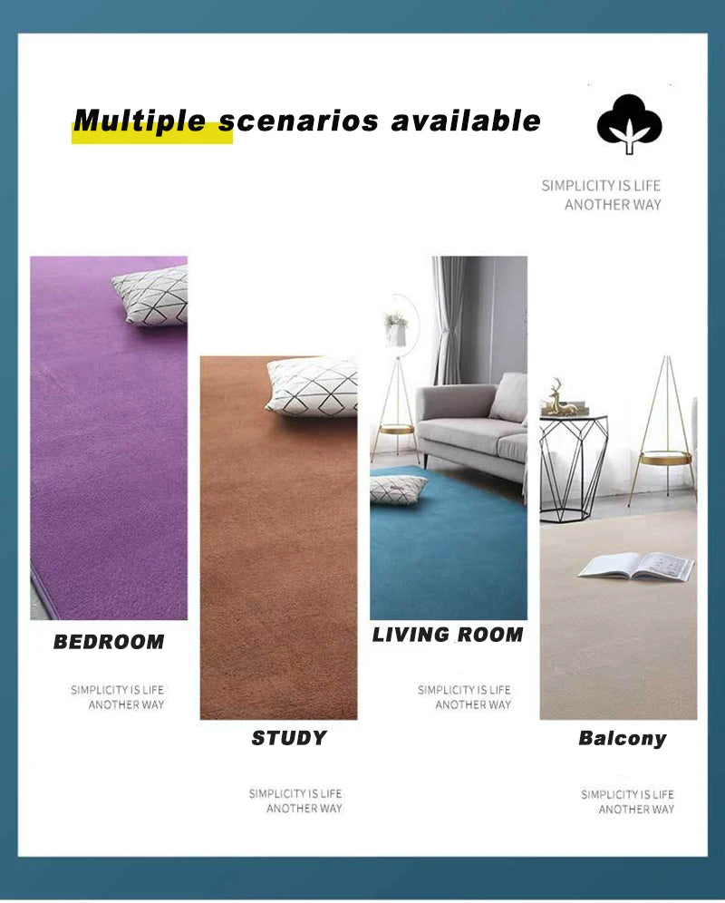VIKAMA Modern Coral Velvet Carpet - Soft Non-Slip Living Room & Bedroom Mat