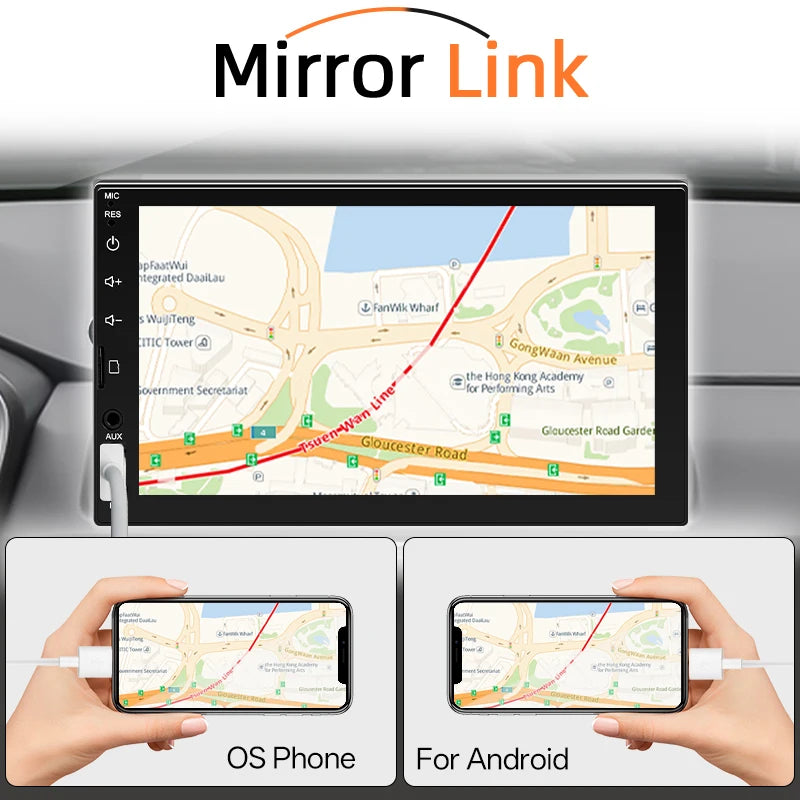 Hippcron 7" 1 Din Car Radio - CarPlay Android Auto Multimedia Player