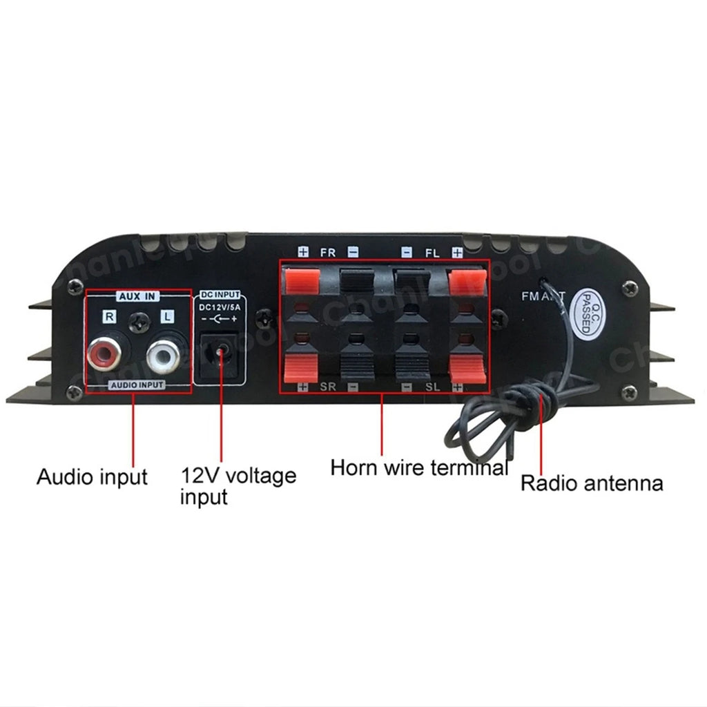 1600W Peak HiFi Amplifier | 4-Ch Digital Audio | Bluetooth Karaoke FM Remote