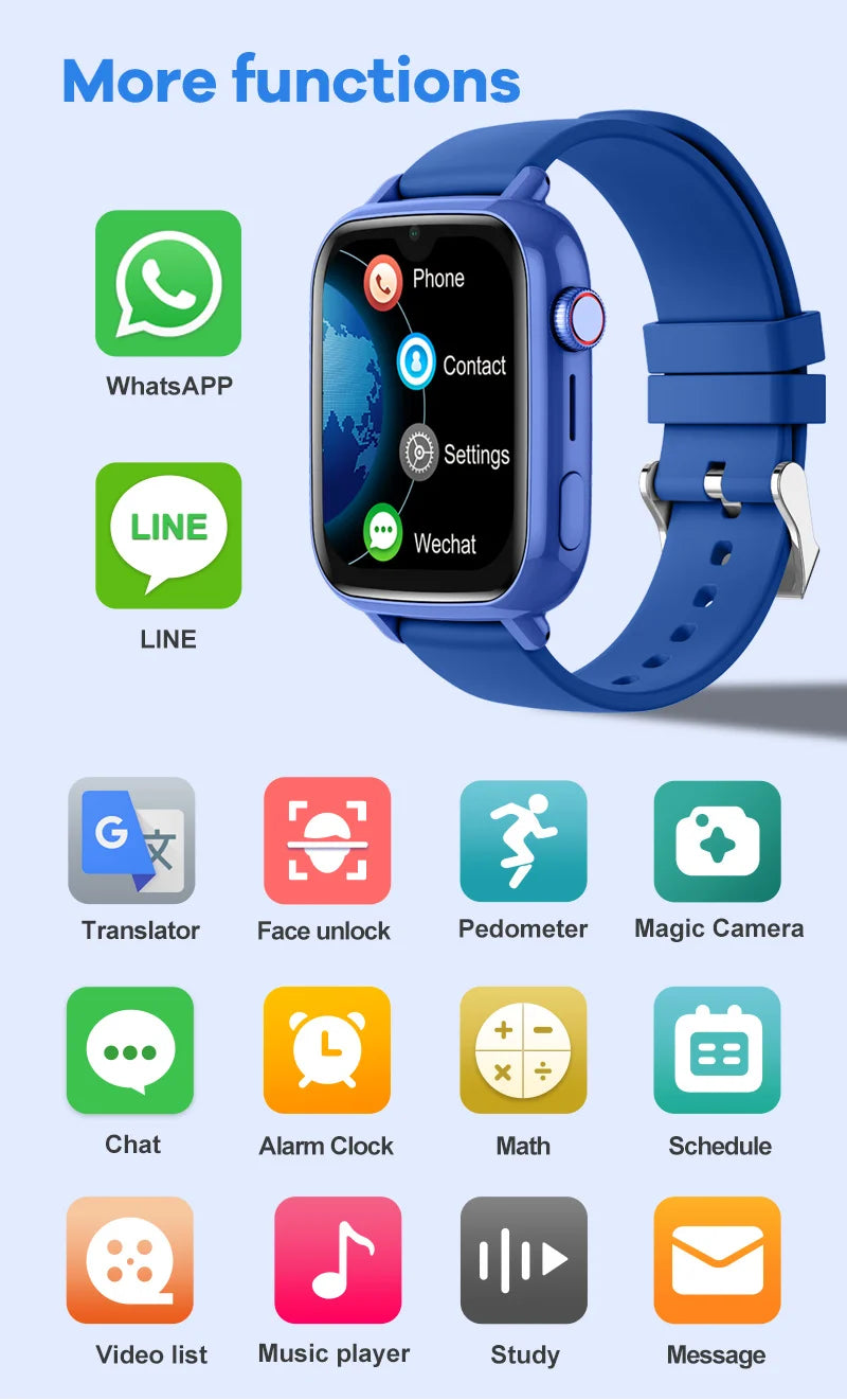 Kids 4G Smart Watch with GPS Tracker & Video Call | Child Safety Phone Watch