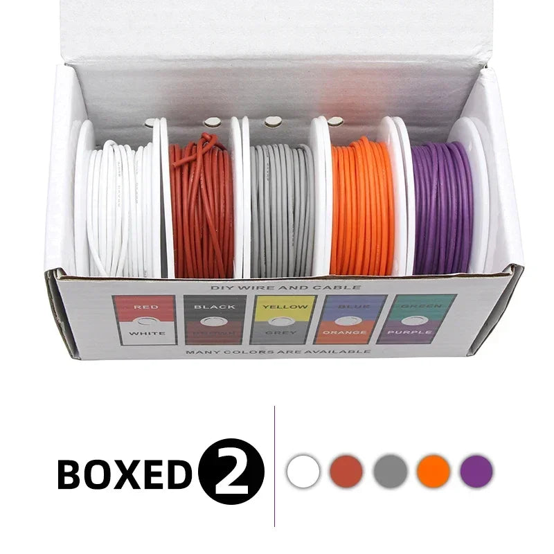 Heat Resistant Flexible Silicone Wire Kit - 5 Colors, Multi-Gauge AWG, Tinned Copper