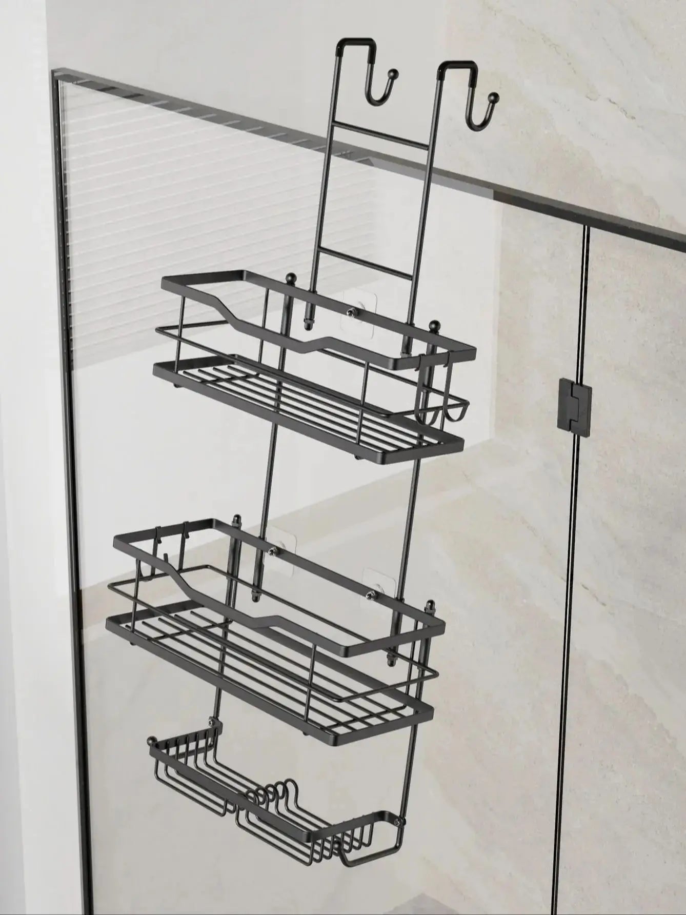 3-Tier Hanging Shower Caddy - Large Capacity Bathroom Organizer with 2 Soap Dishes