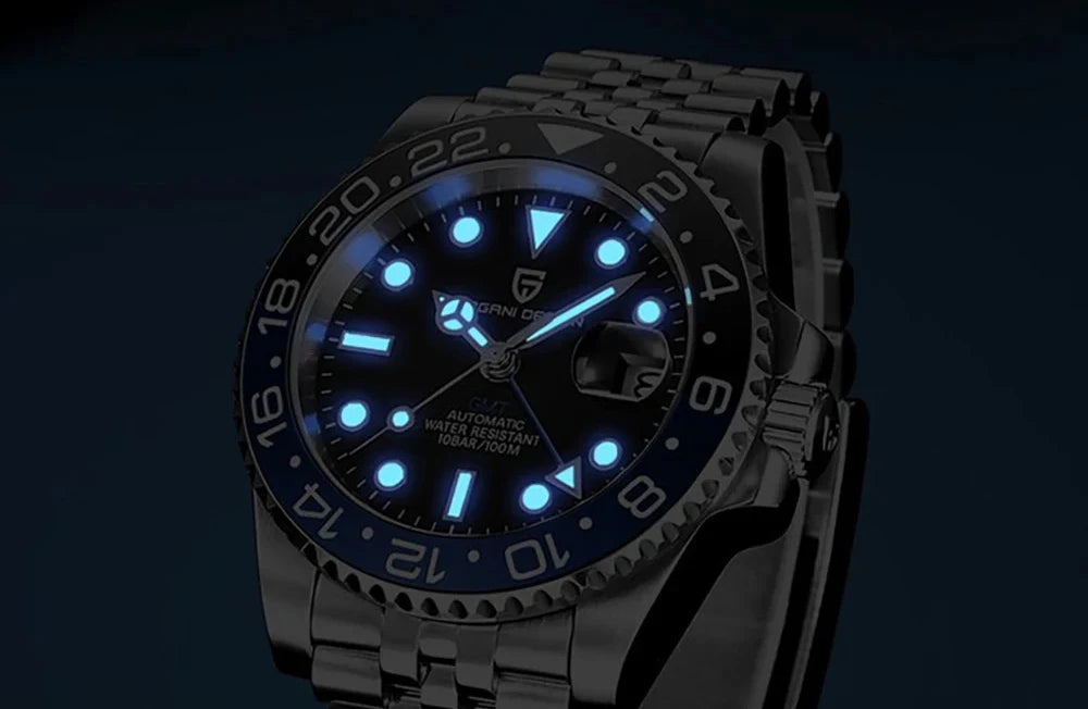 PAGANI DESIGN PD-1662 Luxury GMT Mechanical Watch - Sapphire, Steel, 100M Waterproof