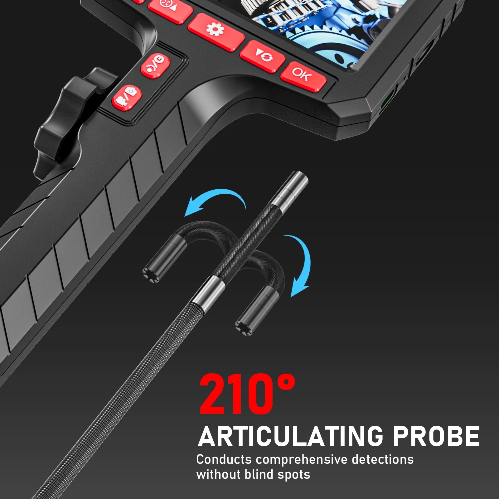 3.9mm HD Two-Way Rotary Industrial Endoscope Camera with 5.0" Display