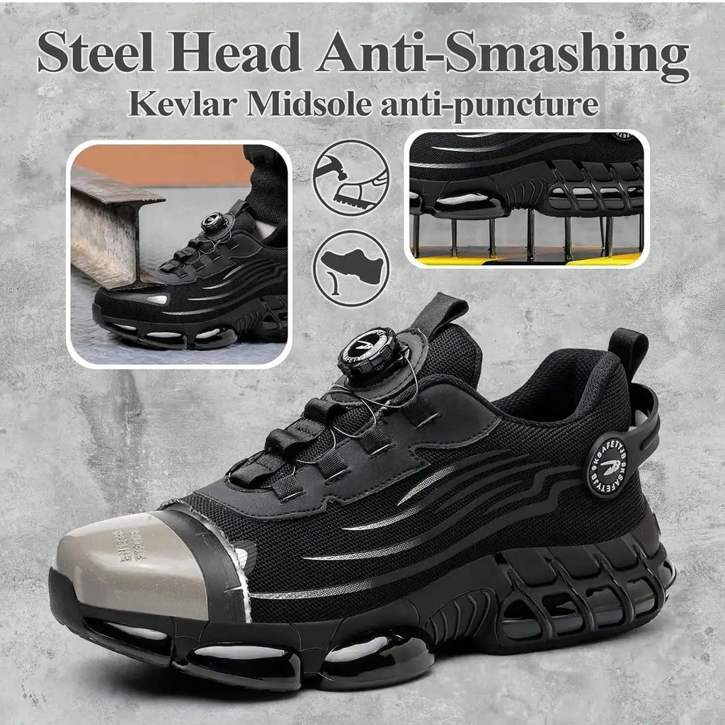 Vabena Lace-Free Steel Toe Safety Sneakers for Ultimate Work Comfort