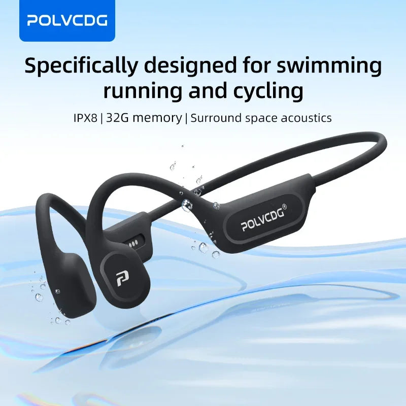 POLVCDG X9 Bone Conduction Headphones - 32GB IPX8 Waterproof