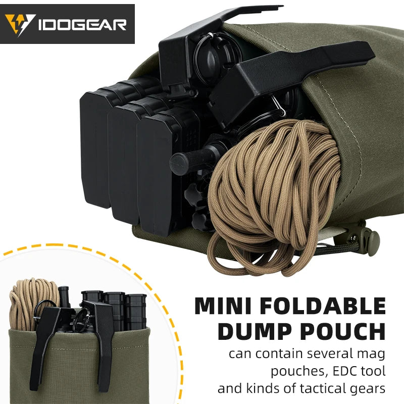 IDOGEAR Tactical MOLLE Foldable Dump Pouch - Durable Mini Drop Bag