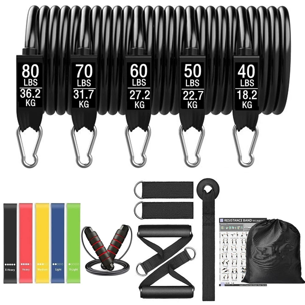 Workout Bar & Resistance Bands Set - Home Gym & Pilates