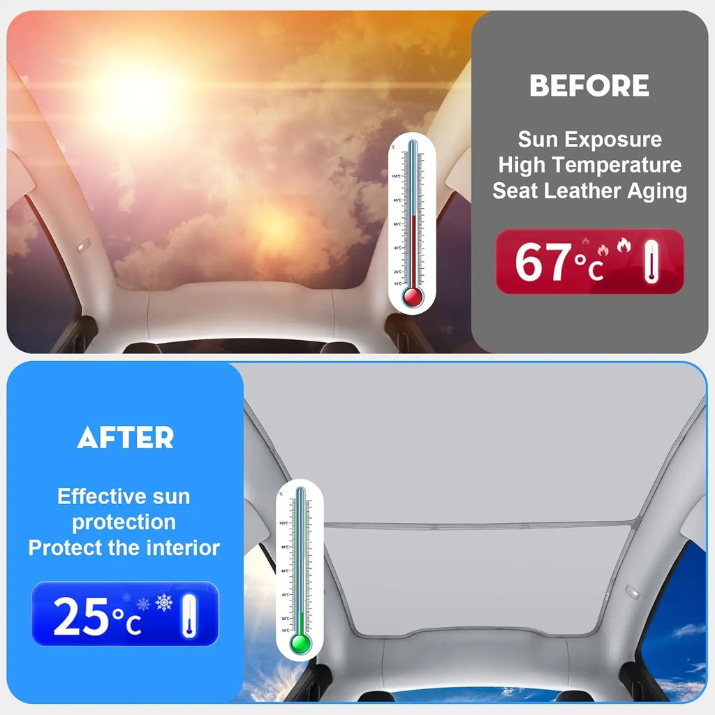 Tesla Model 3 Highland 2026 & Model Y Sunroof Sunshades | Ice Cloth Heat Blocker