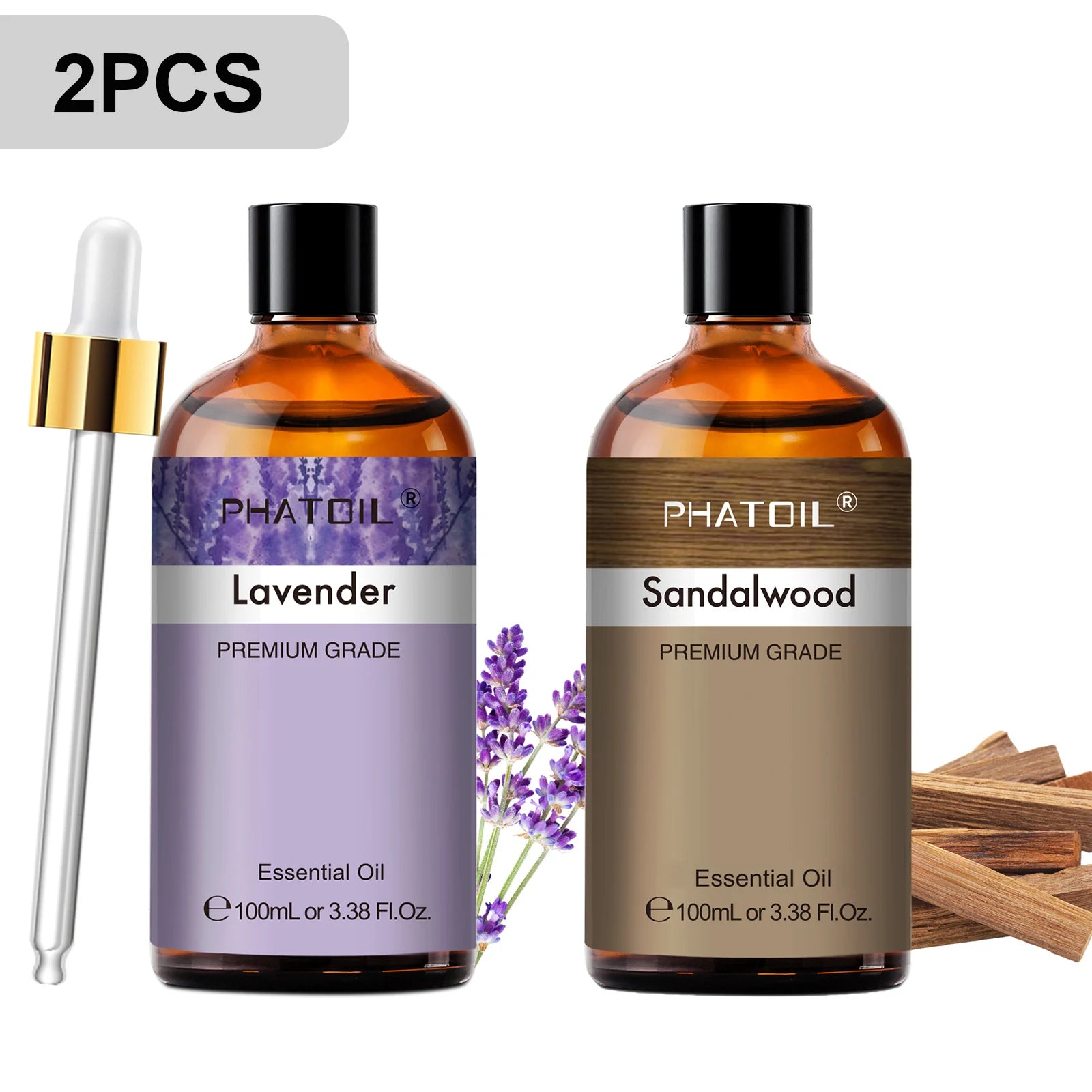 PHATOIL Premium Essential Oil Blend - Sandalwood, Lavender, Eucalyptus, Peppermint