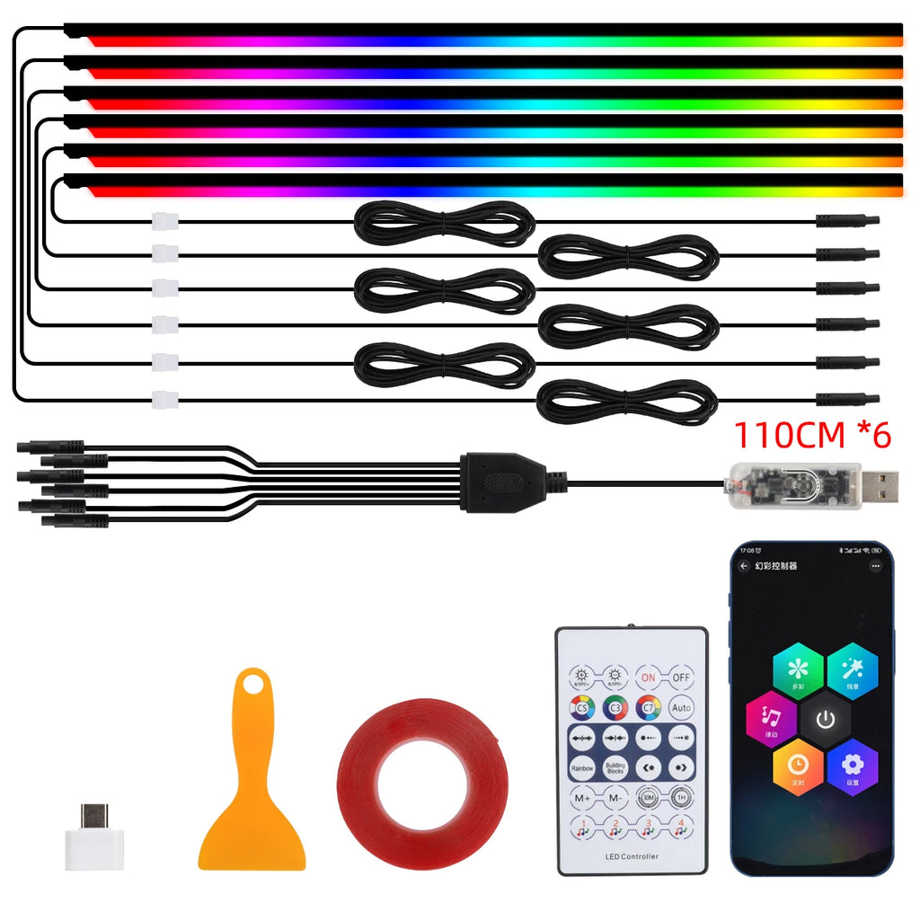 10-in-1 Car LED Interior Atmosphere Lights - App/Remote Control RGB Symphony