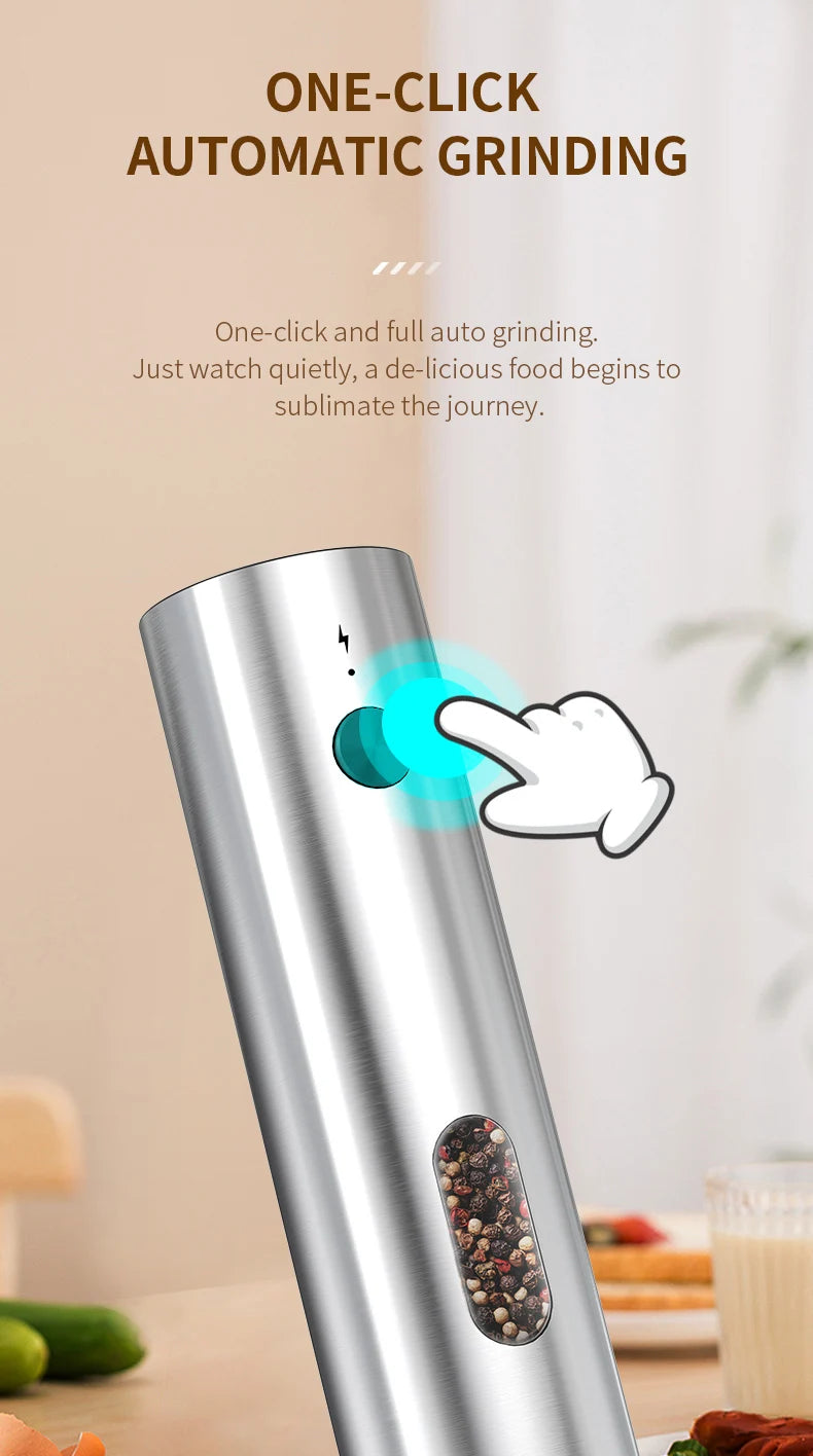 Vabena USB Rechargeable Automatic Spice Grinder with LED Light