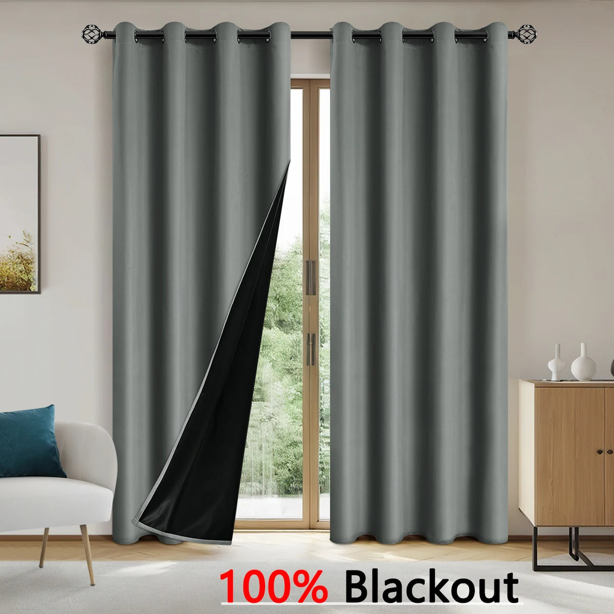 100% Blackout Curtains for Bedroom & Living Room - Full Shading & Sun Protection