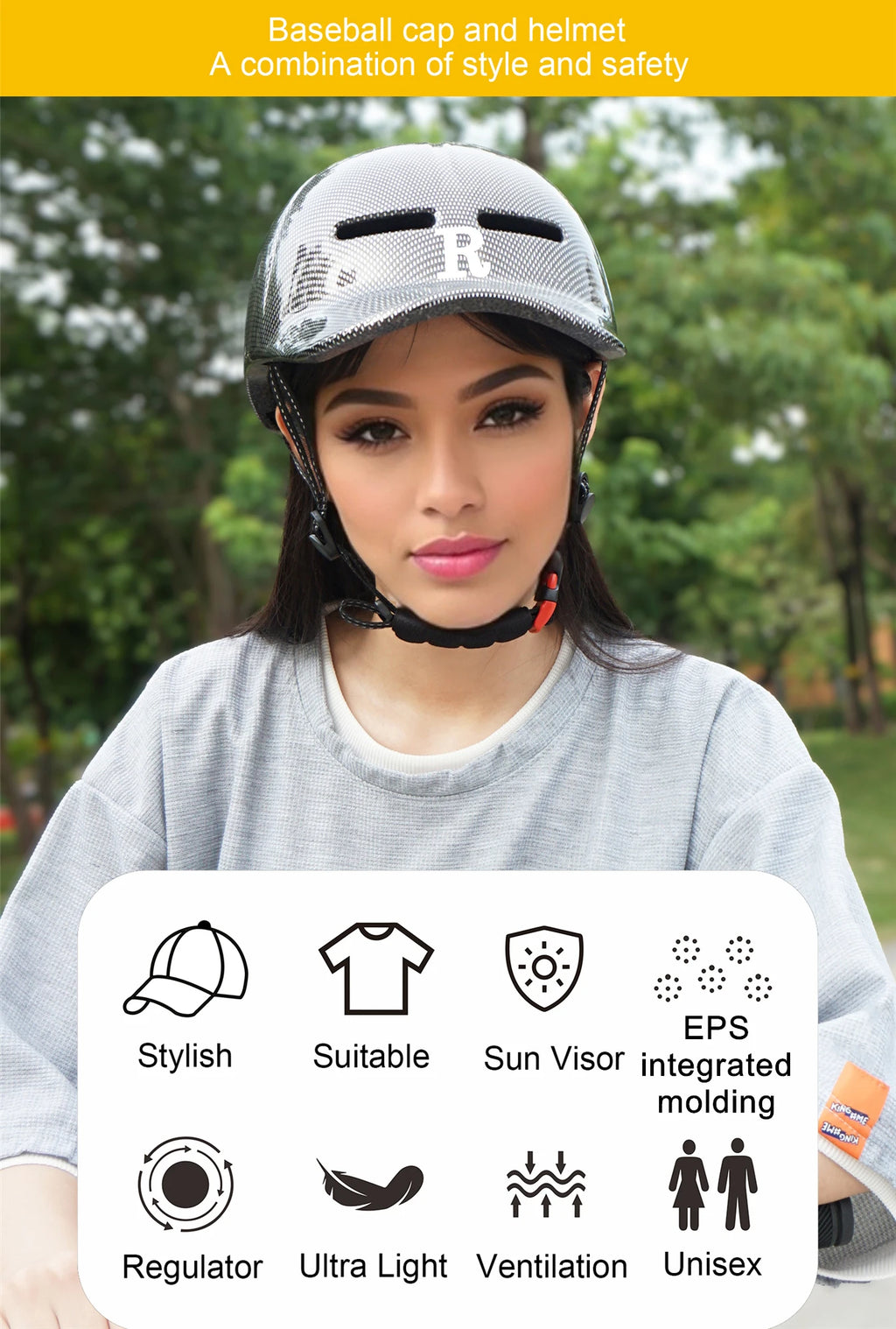 GUDOOK Baseball Cap Bike Helmet - Adult Adjustable Cycling Safety for MTB & Road