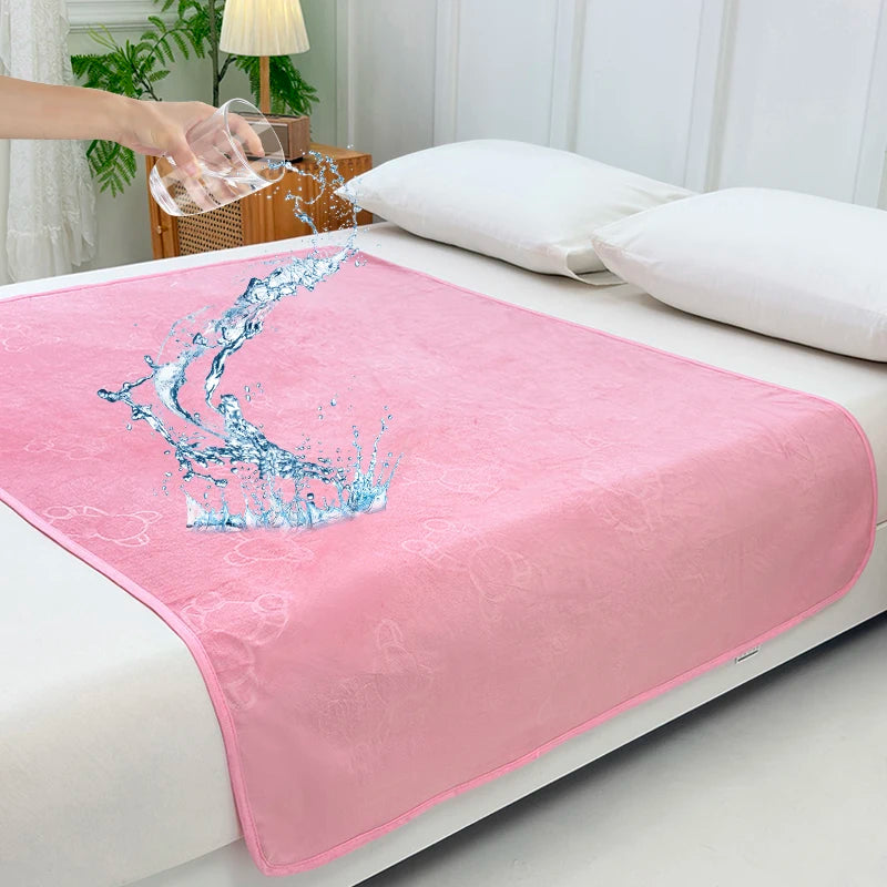 Flannel Waterproof Bed Mat – Breathable & Washable Urine Protection Pad