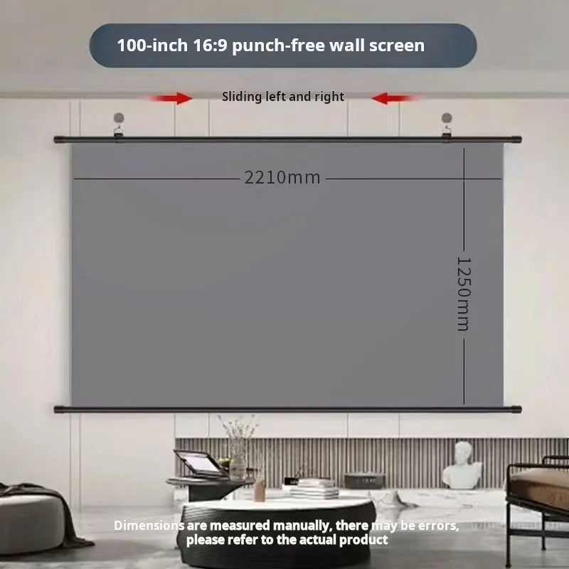 XIAOHUI Anti-light HD Projector Screen 16:9 - No-hole Wall Mount - Home Theater (60-133in)