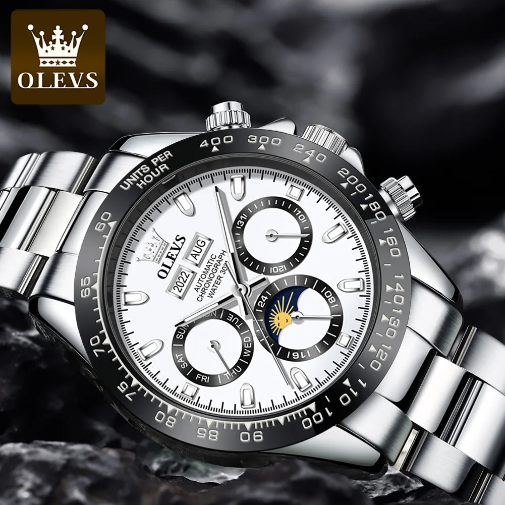 OLEVS 6654 Luxury Automatic Mechanical Chronograph Men's Watch Waterproof Luminous