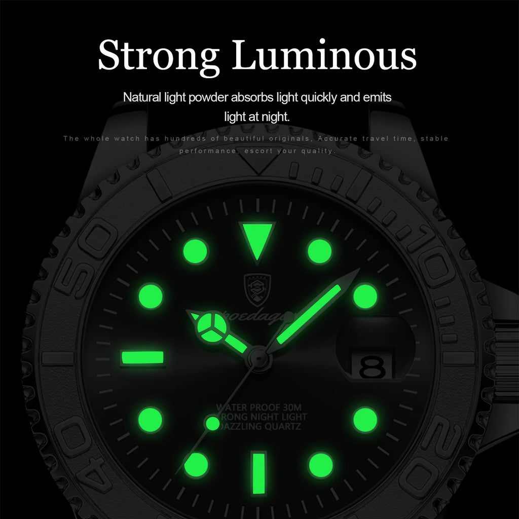 POEDAGAR Luxury Men's Quartz Watch - Waterproof & Luminous Date