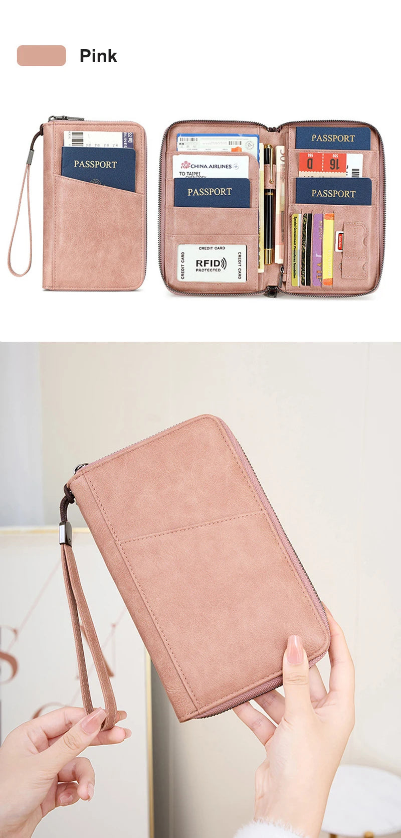 Travel Passport Wallet - RFID Anti-Theft PU Leather Organizer for Men & Women