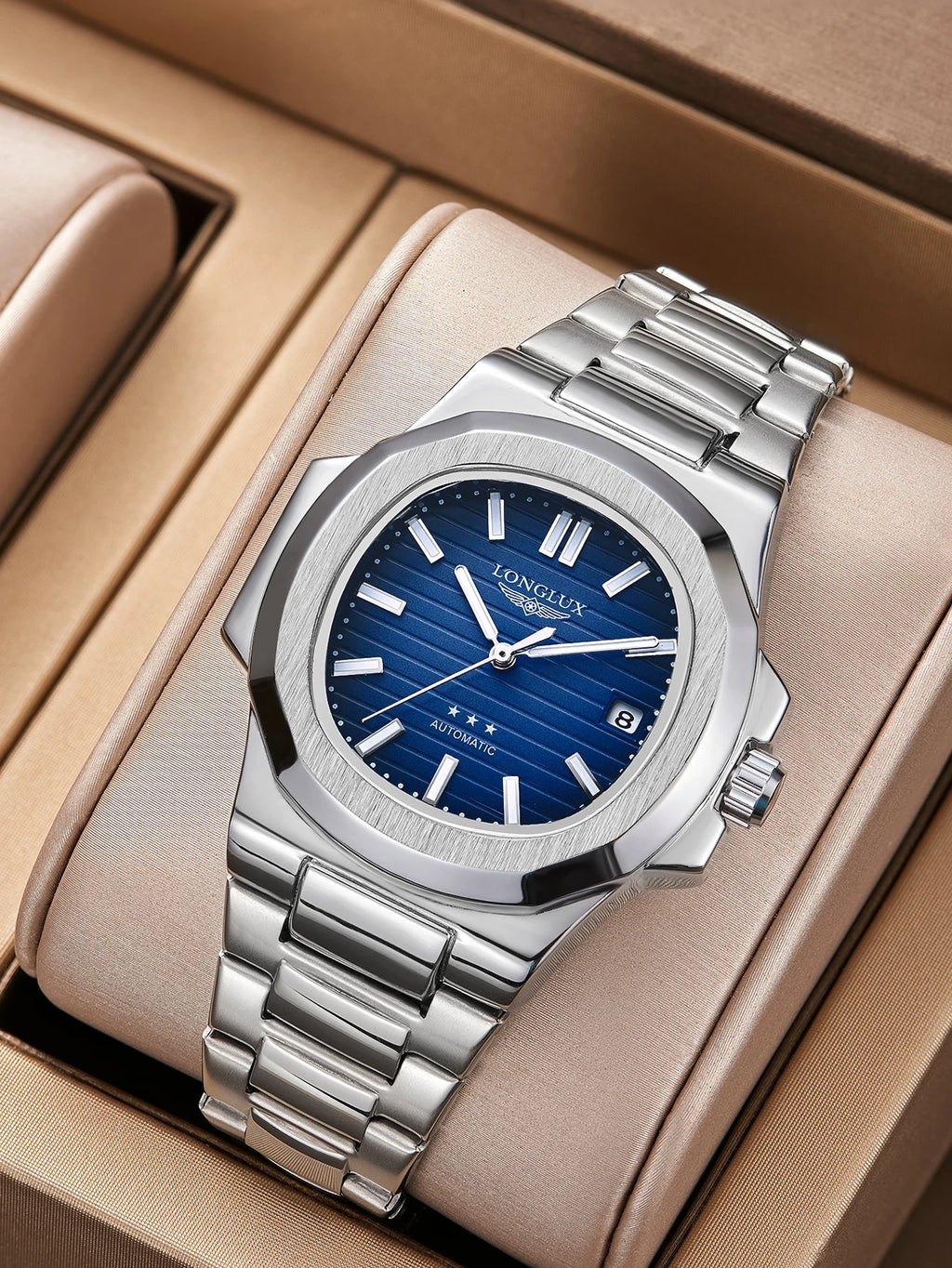 Vabena Men's Automatic Luxury Business Watch - Stainless Steel & Luminous