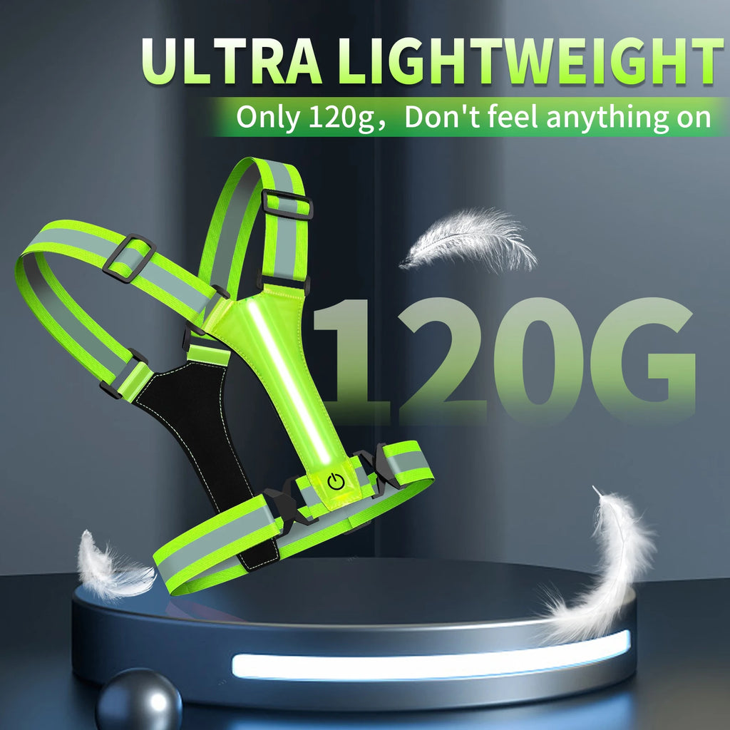 LED Running Vest | USB Rechargeable & Reflective High Visibility