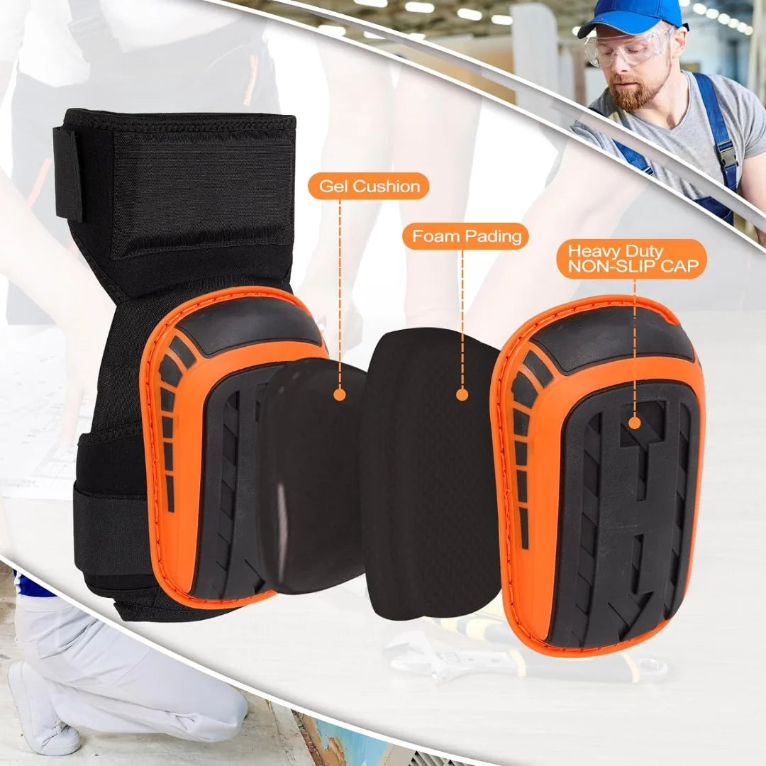Heavy-Duty Work Knee Pads - Gel Cushion & Anti-Slip Straps