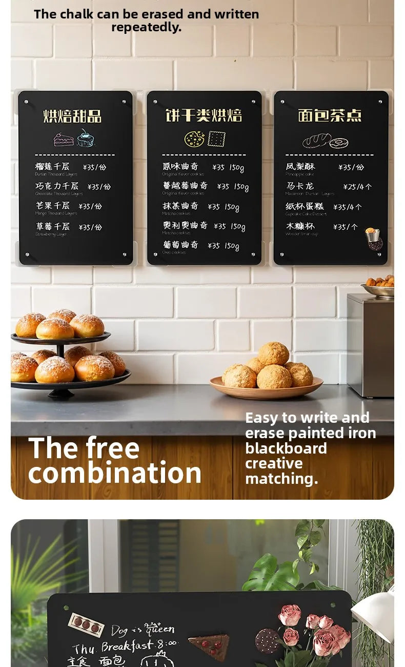 Desktop Magnetic Whiteboard & Blackboard for Cafe & Office Display