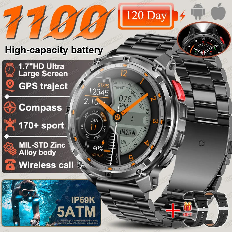 T-Rex3 Pro Smartwatch | 1100mAh Battery, GPS, 5ATM Waterproof, Military-Grade
