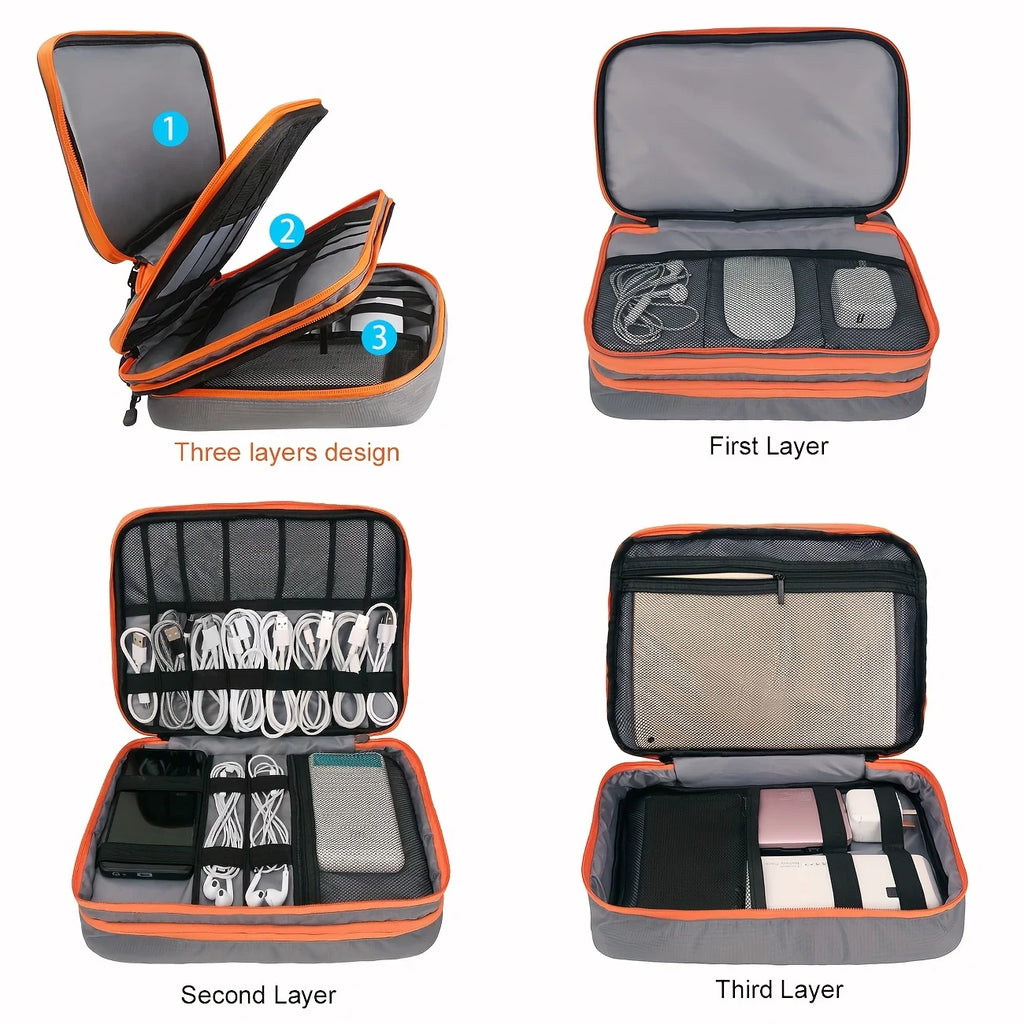Multi-Layer Cable Storage Bag | Electronic Accessories Organizer for Travel