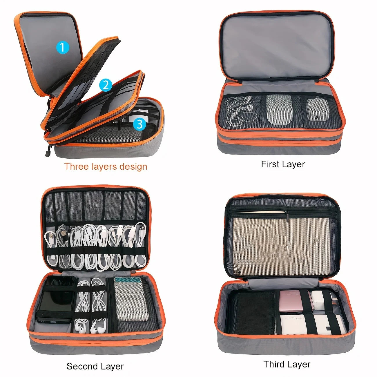 Multi-Layer Cable Storage Bag | Electronic Accessories Organizer for Travel