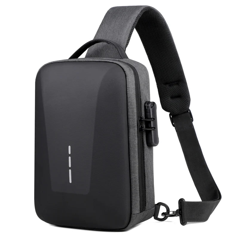 Men's Anti-theft Crossbody Bag with USB Charging Port & Combination Lock for Business & Travel