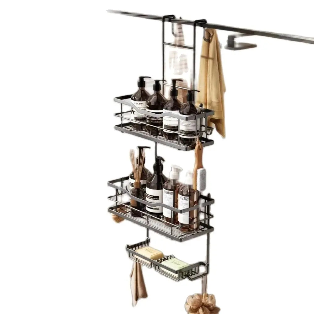 3-Tier Hanging Shower Caddy - Large Capacity Bathroom Organizer with 2 Soap Dishes