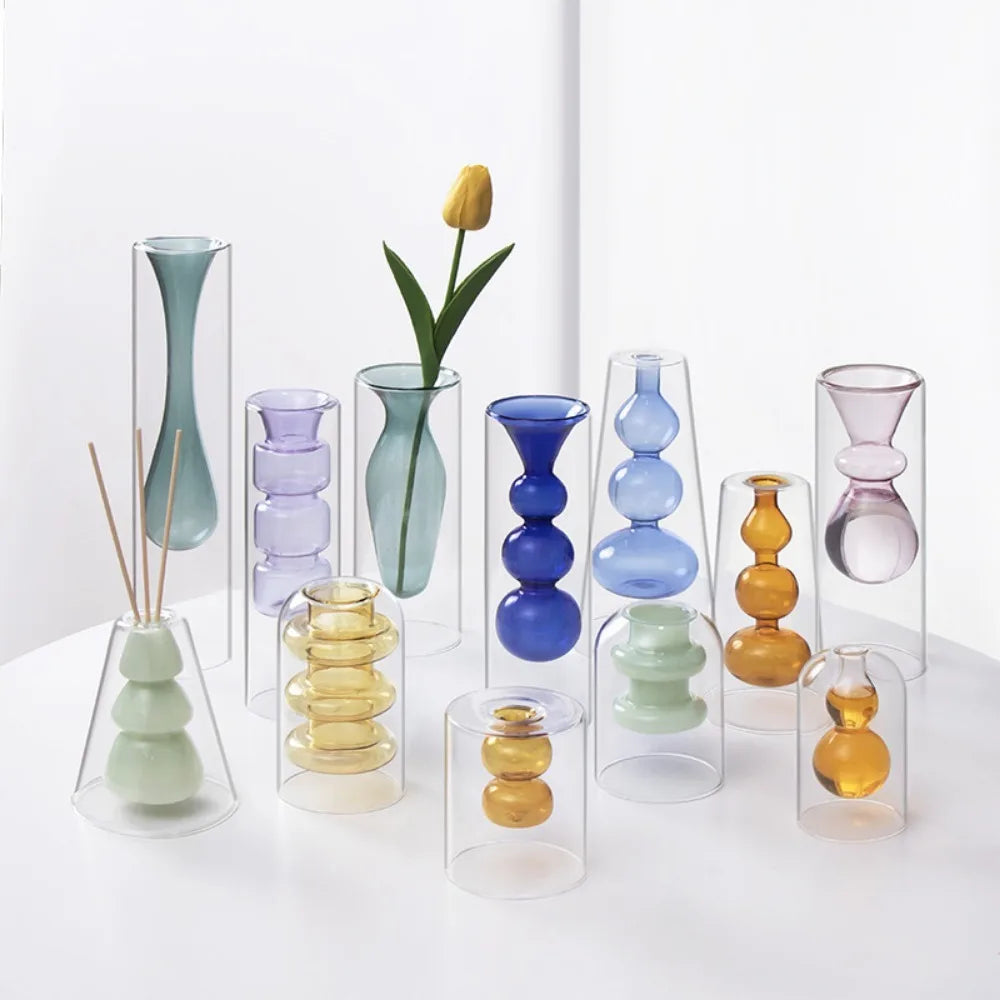 Elegant Glass Hydroponic Vases - Modern Wedding & Home Decor