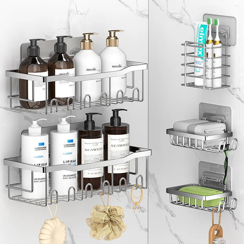 No Drilling Stainless Steel Corner Shelf - Double Layer Bathroom & Kitchen Storage