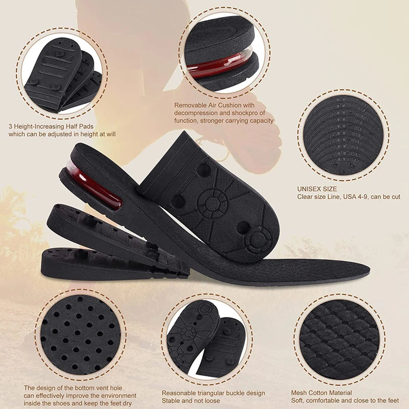 Height Increase Insoles - Air Cushion Shoe Lifts (3-9cm) for Men & Women