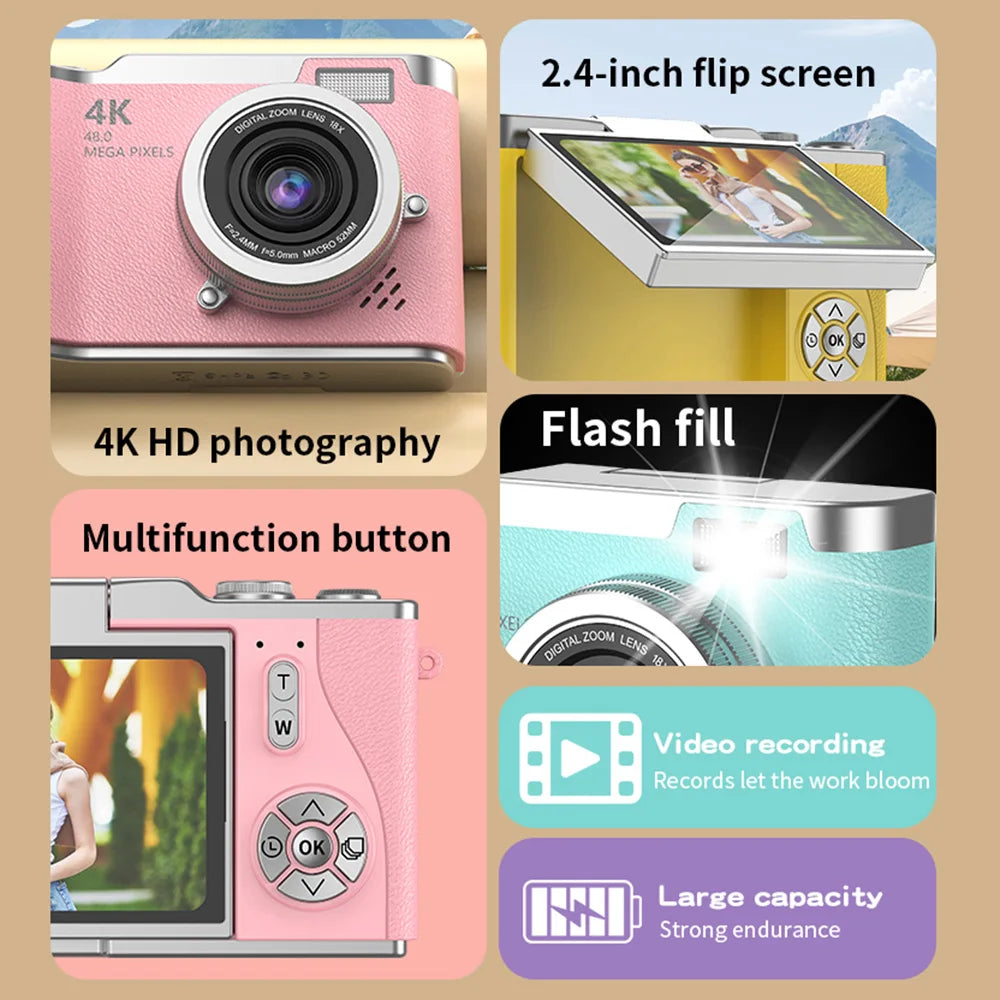 4K 48MP Digital Camera | Flip Screen & Anti-Shake