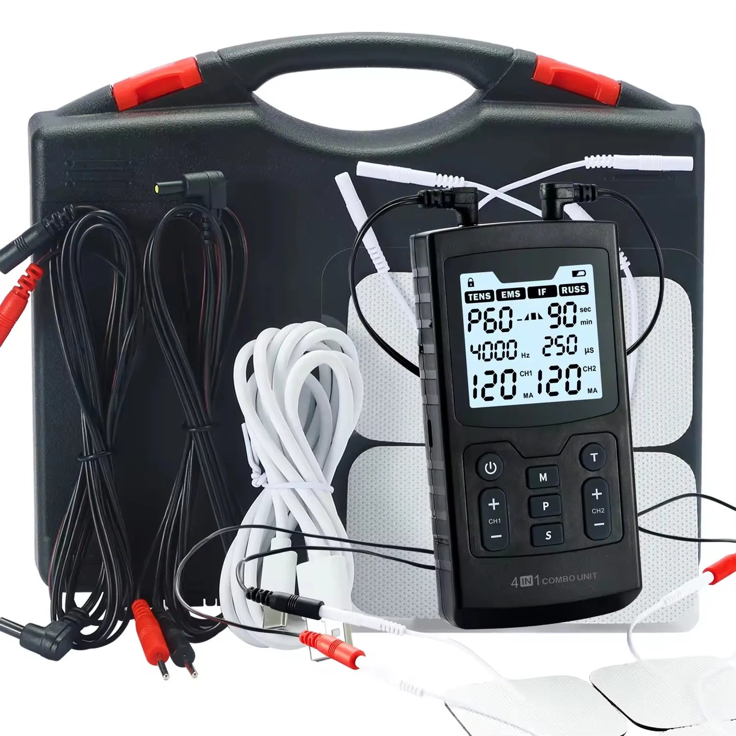 4-in-1 4000Hz Muscle Stimulator | EMS TENS IFC RUSS | 60 Modes Pain Relief Therapy