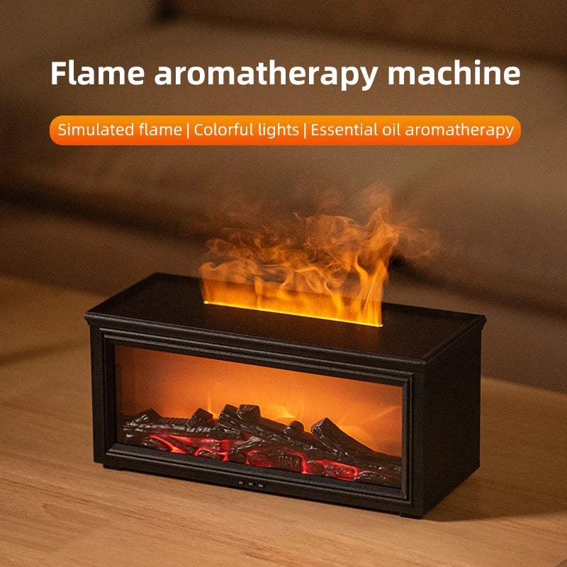7-Color Mini Flame Diffuser & Humidifier | Essential Oil Fireplace Effect