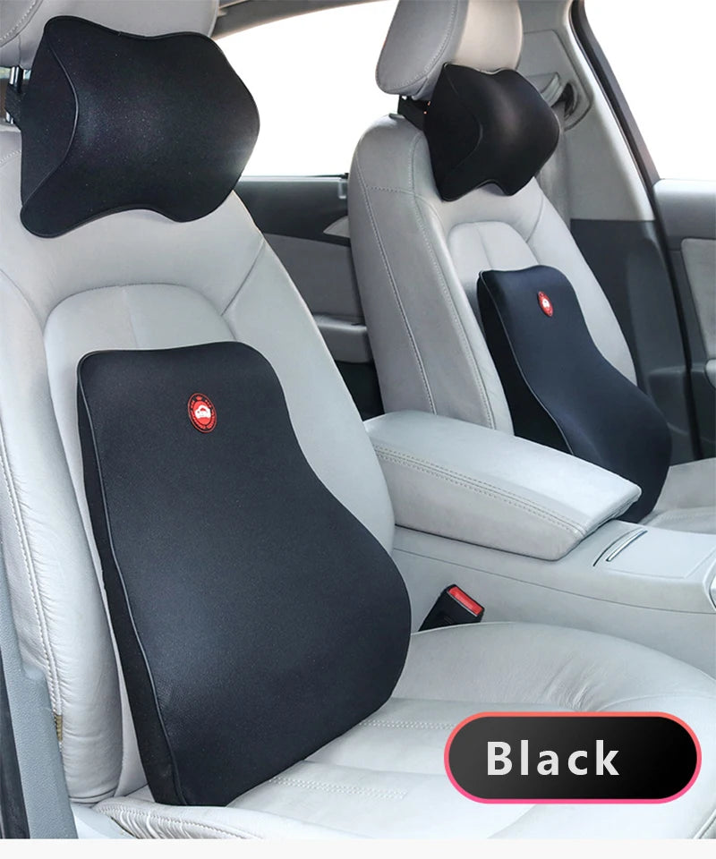 Memory Foam Car Seat Pillow Set - Neck, Lumbar & Headrest Support