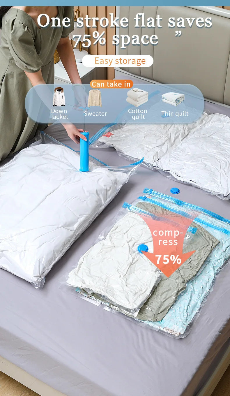 Vabena Vacuum Storage Bags for Clothes & Bedding - Space Saving Organizer