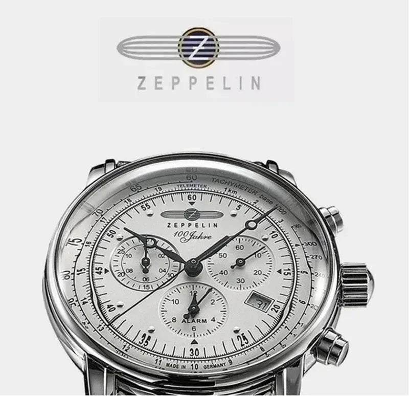 Zeppelin Airship Automatic Date Watch - Men's Luxury Leather Waterproof