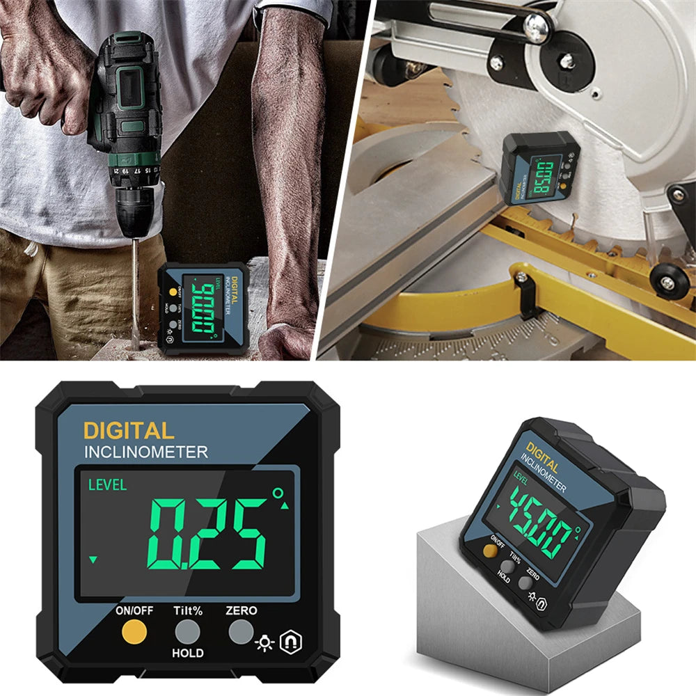 Vabena 4-Sided Magnetic Dual Laser Digital Inclinometer | Woodworking Angle Finder