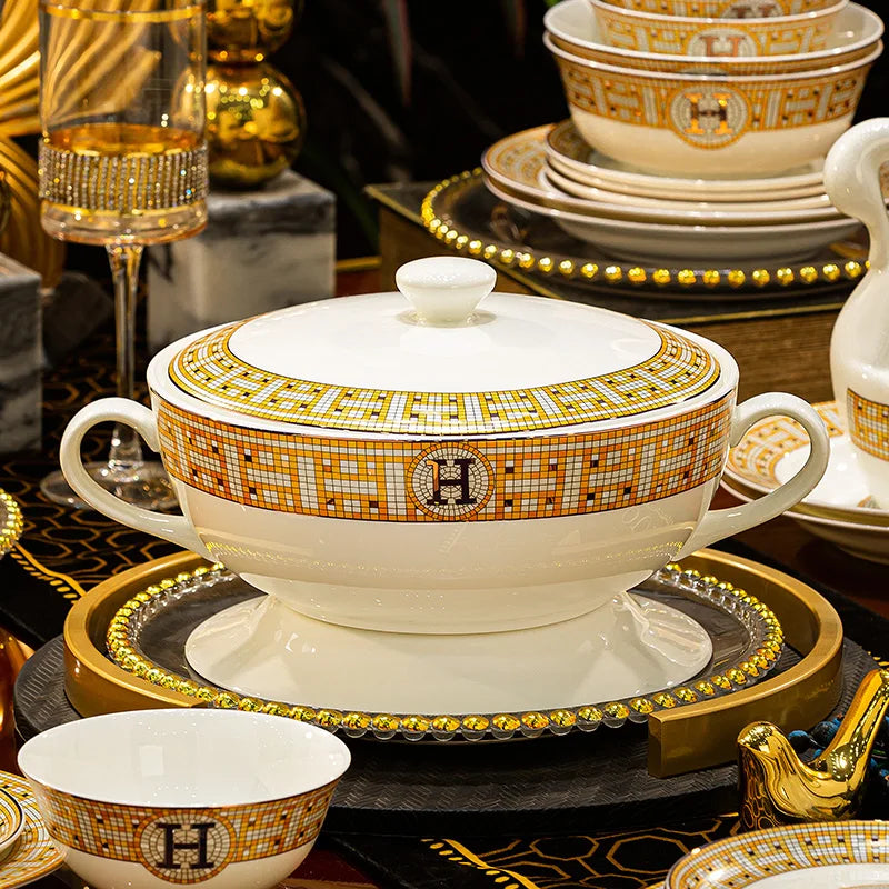 Vabena Luxury Bone China Dinnerware Set - Elegant Dining