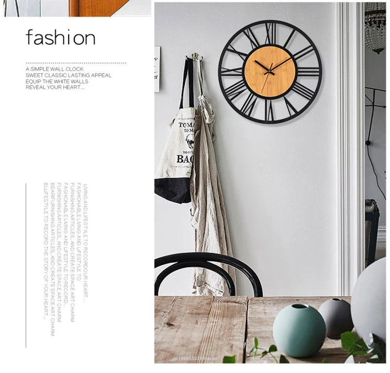 Large Nordic Retro 3D Wall Clock | Roman Numerals Decor