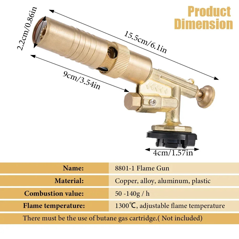 Pure Copper Auto Ignition Welding Torch Gas Burner - Brazing, Cooking & BBQ Flame Gun