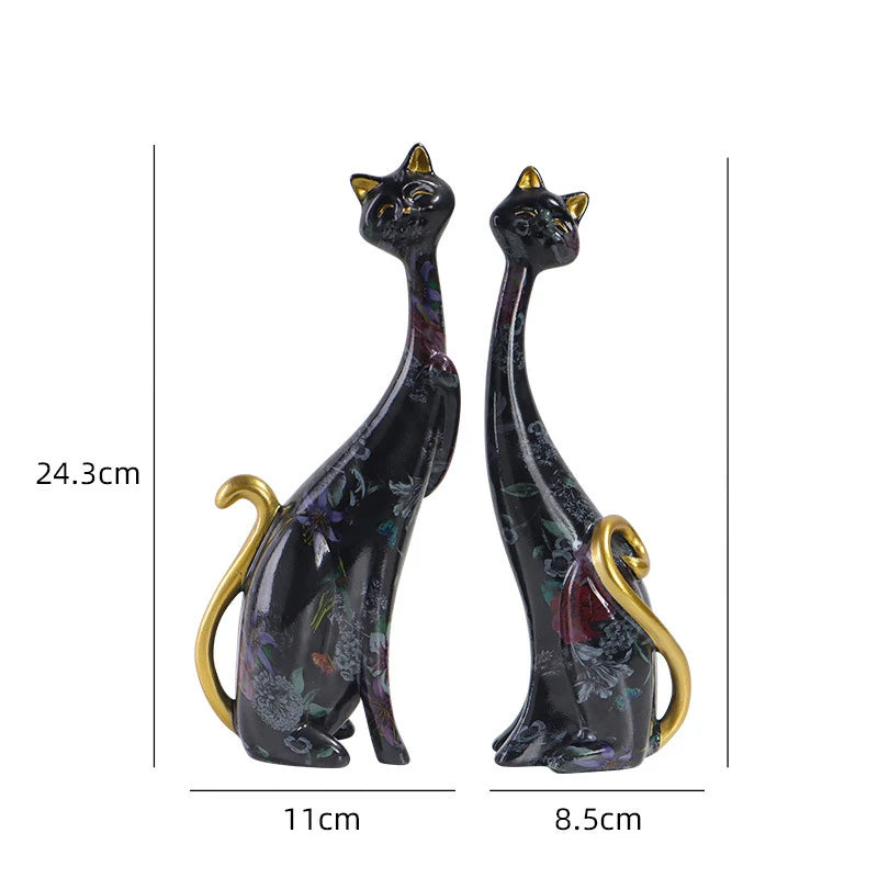 Nordic Graffiti Cat Sculpture - Abstract Resin Art Decor, Modern Home Decor
