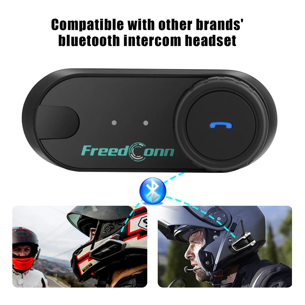 Freedconn T-Com VB Bluetooth Intercom | 6-Rider Motorcycle Headset & FM